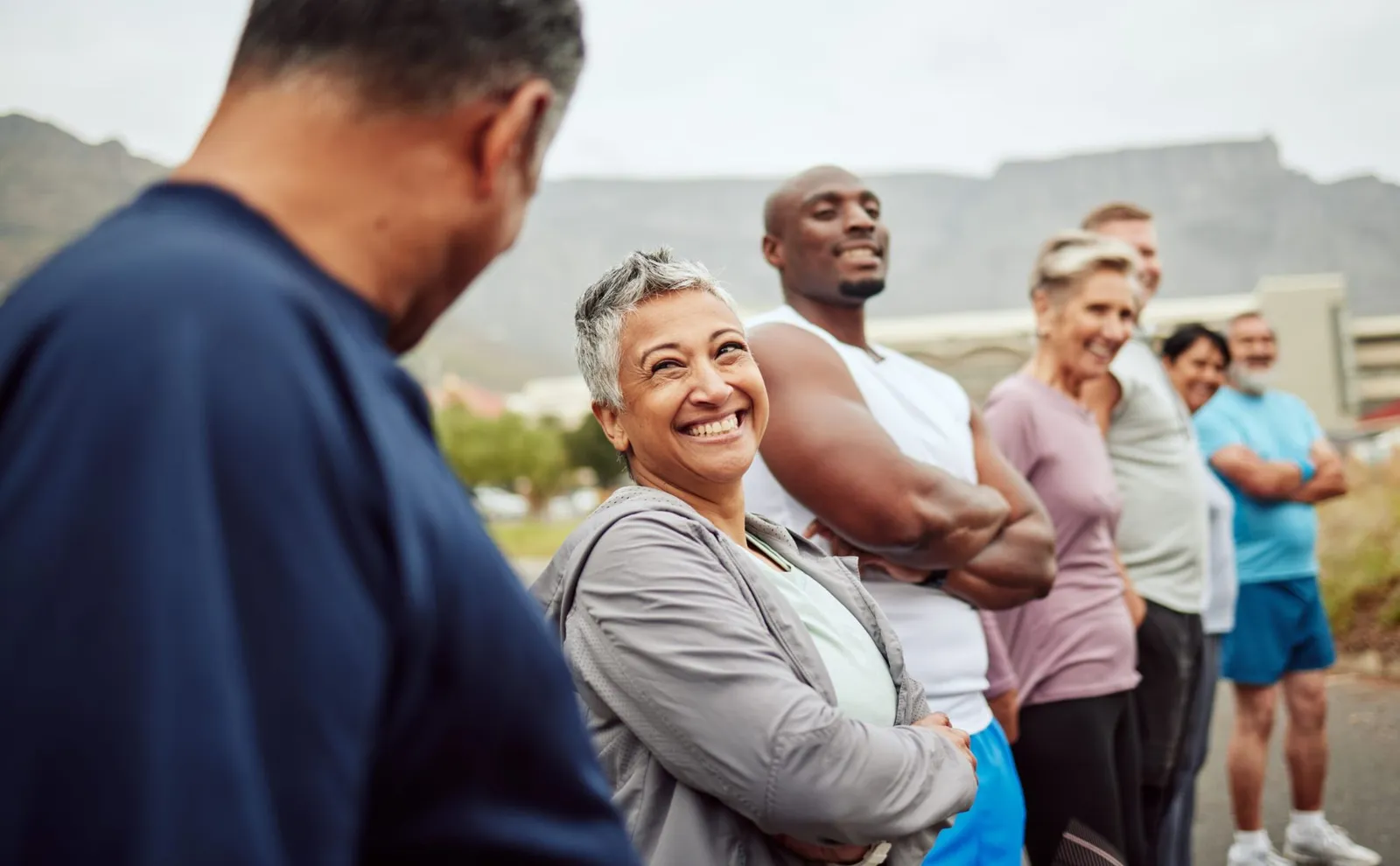 Friends catching up after a group workout